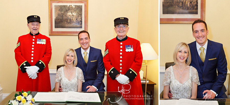 Chelsea wedding with Chelsea Pensioners