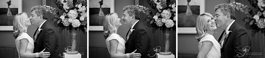Black and white wedding photos of the bride and groom after their Bluebird wedding ceremony. 