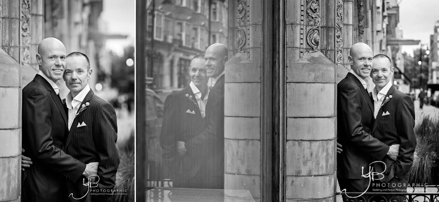 Same sex wedding portraits in Mayfair