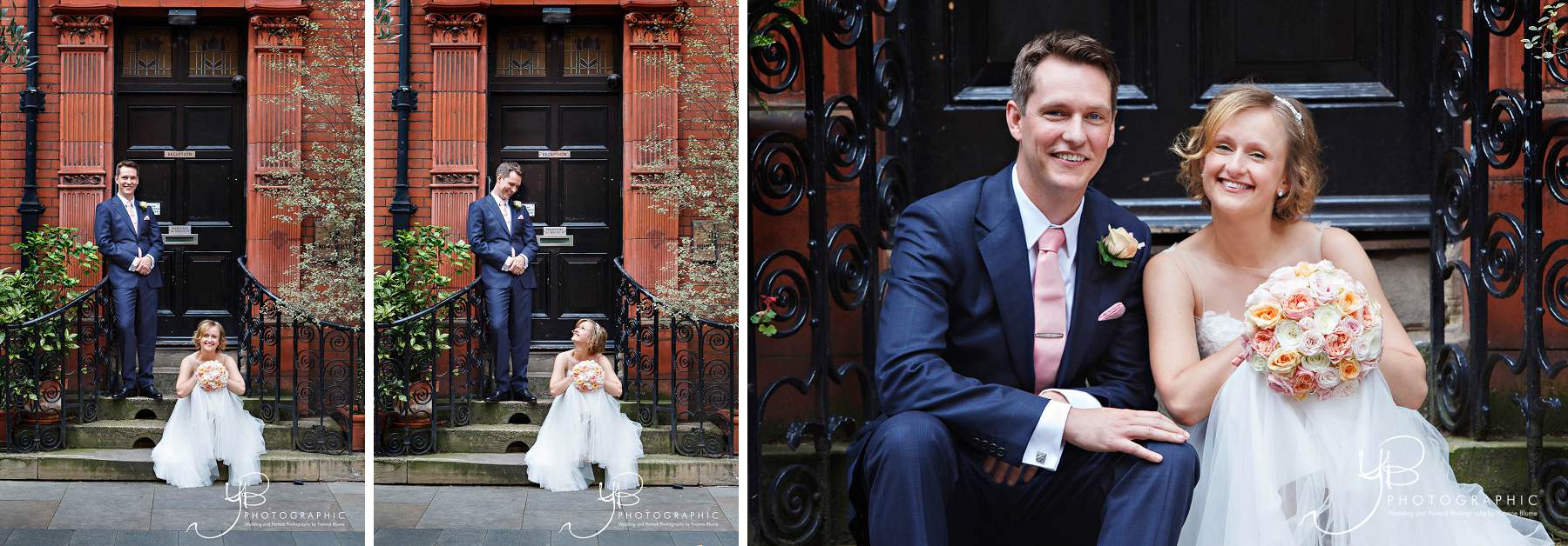 Wedding Portraits in Mounts Street Gardens after Mayfair Library summer wedding ceremony