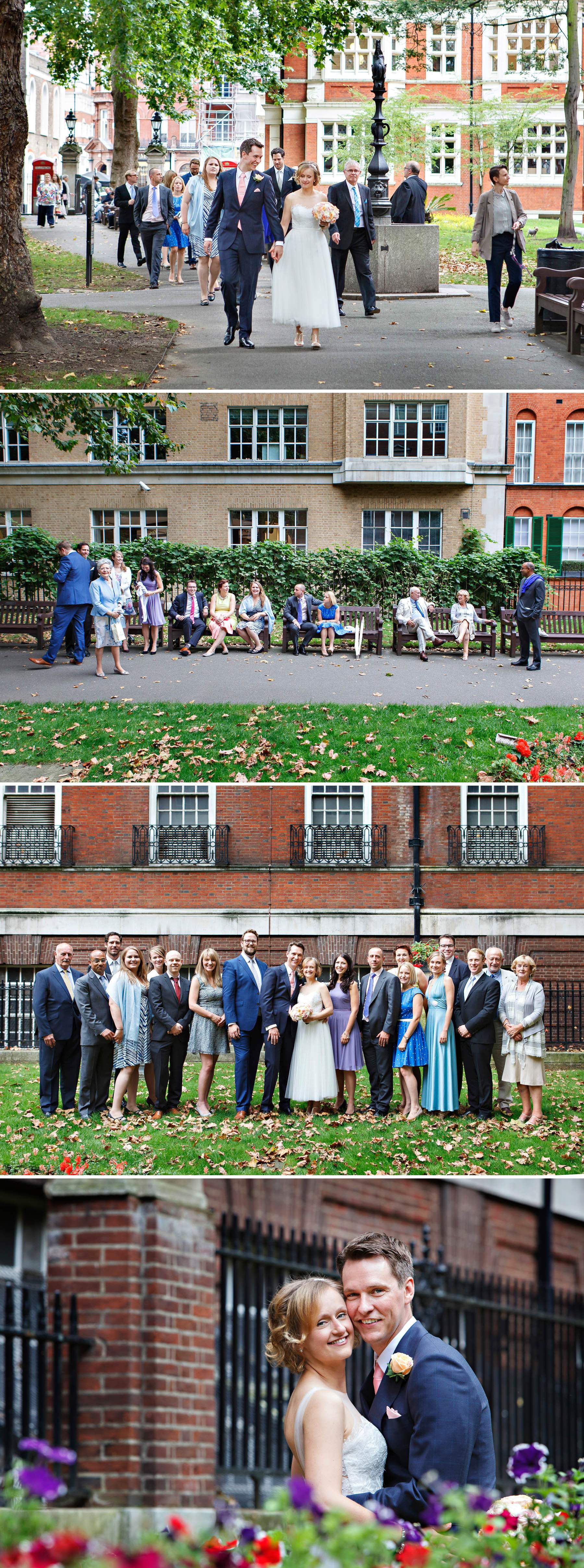 Family Wedding Photos in Mayfair taken in Mount Street Gardens