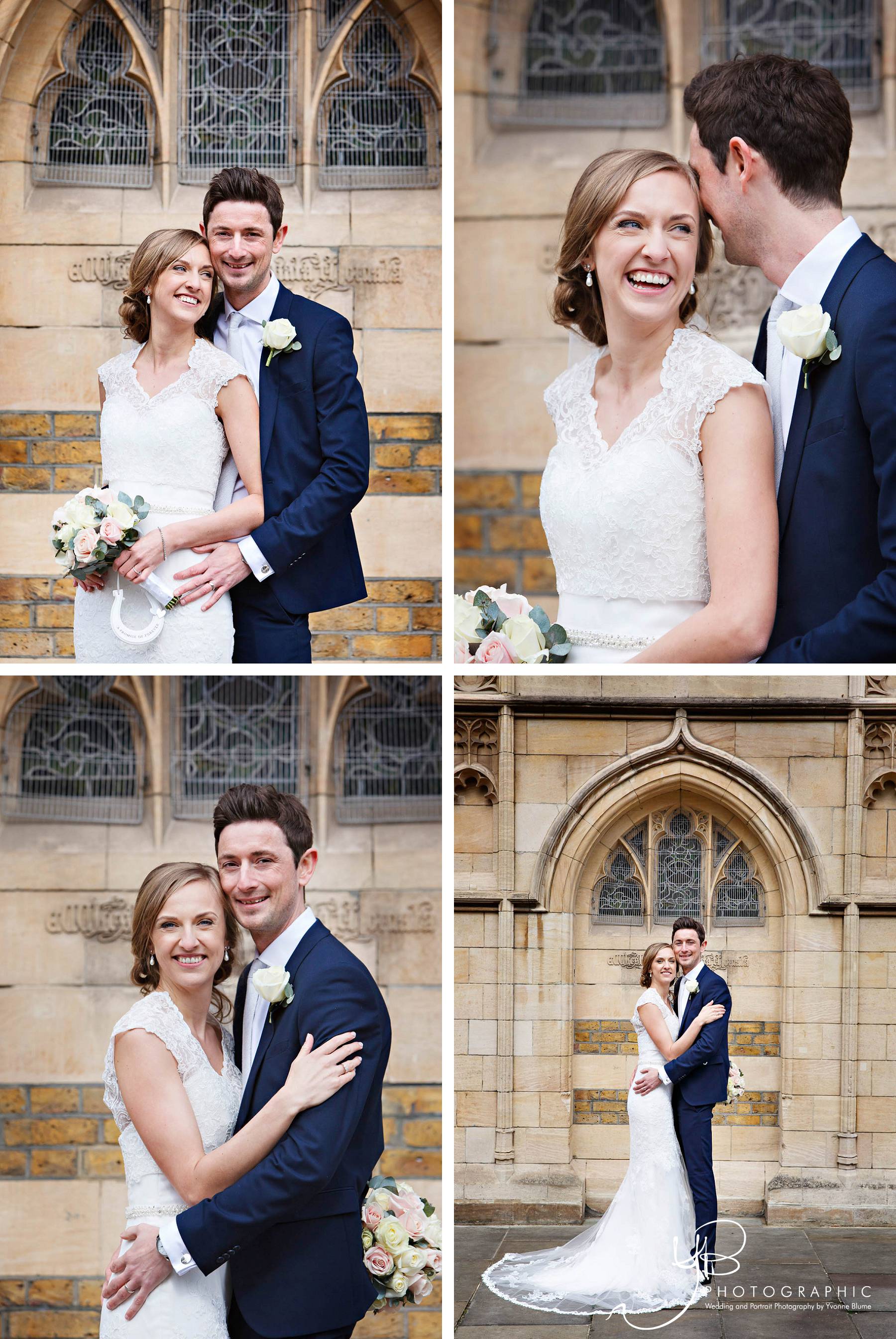Gorgeous Bride and Groom portraits outside Christchurch in Chelsea