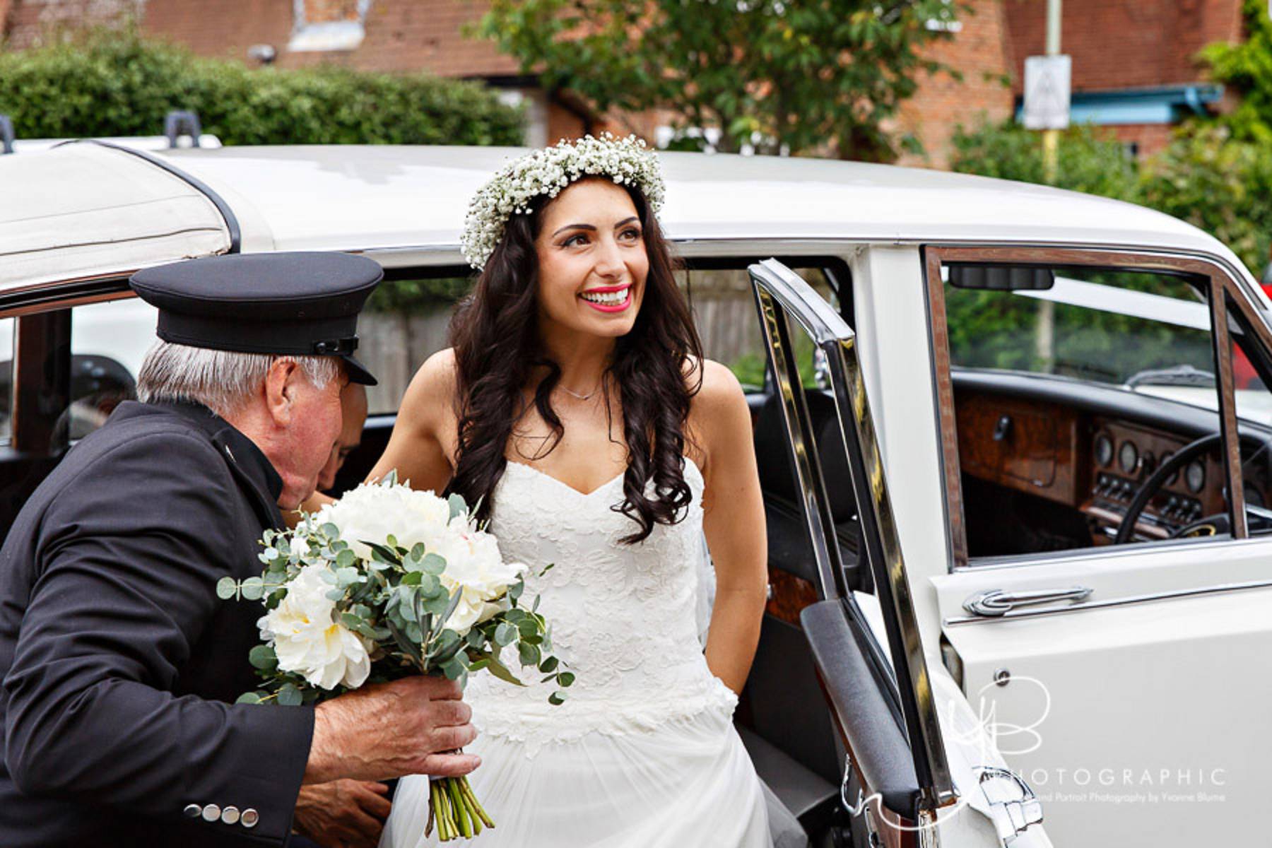 The bride arrives at the Church for her Whitstable wedding by YBPHOTOGRAPHIC