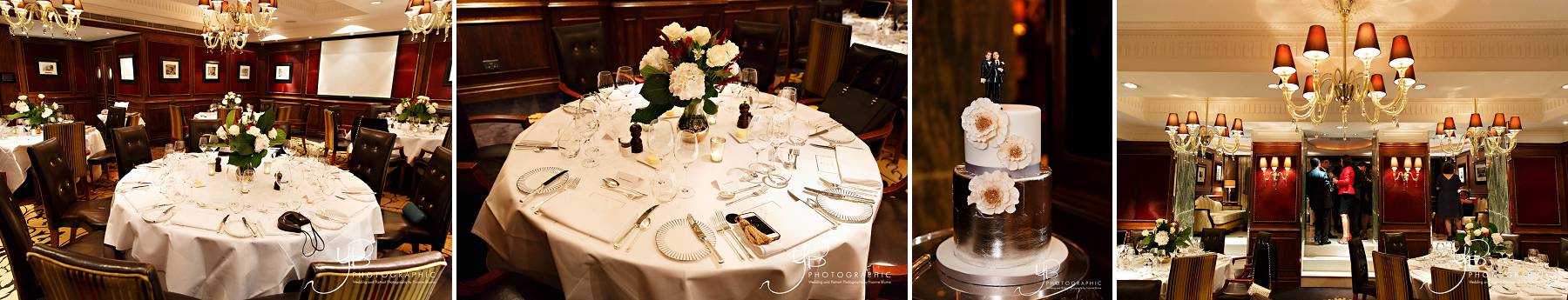 Winter wedding reception at The Goring Hotel with a white theme. The guests wore cocktail attire. 