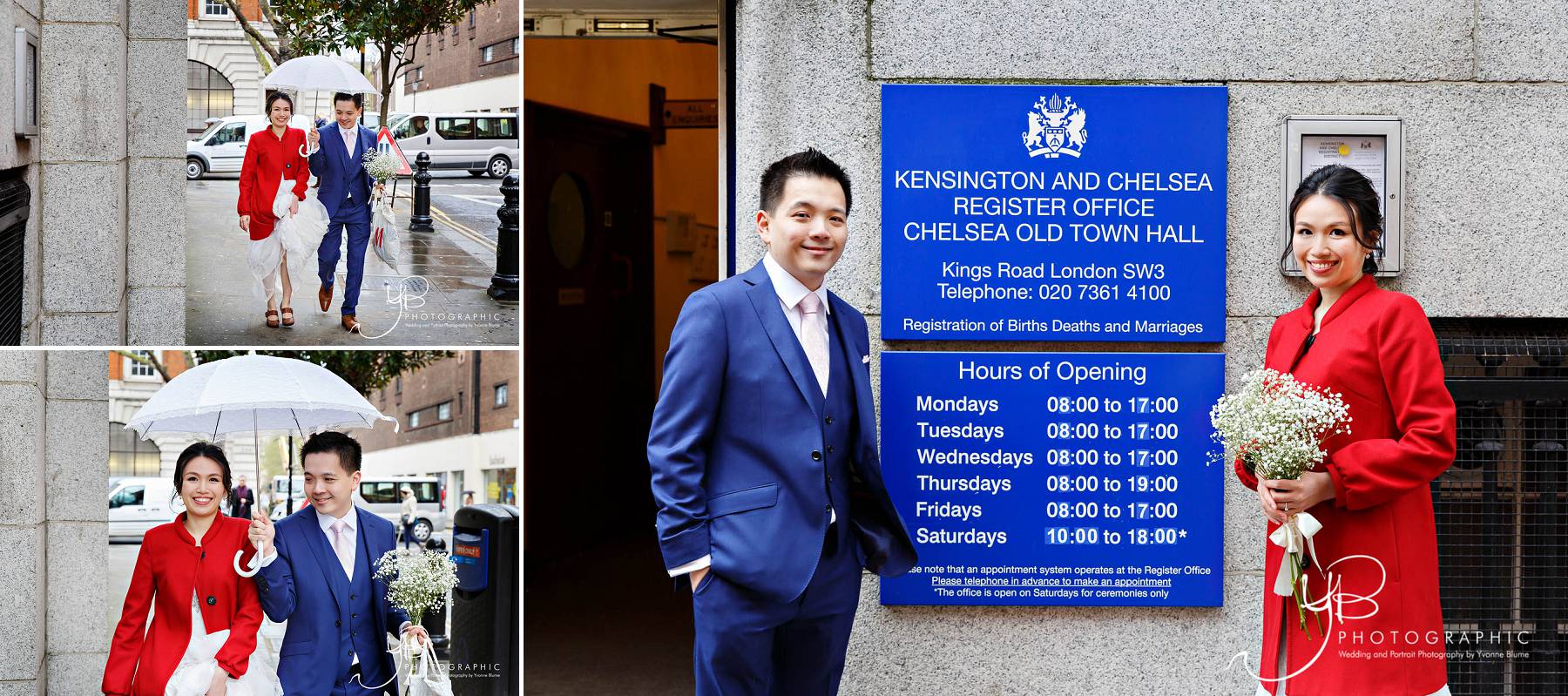 Chinese Bride and Groom arrive at Chelsea Register Office