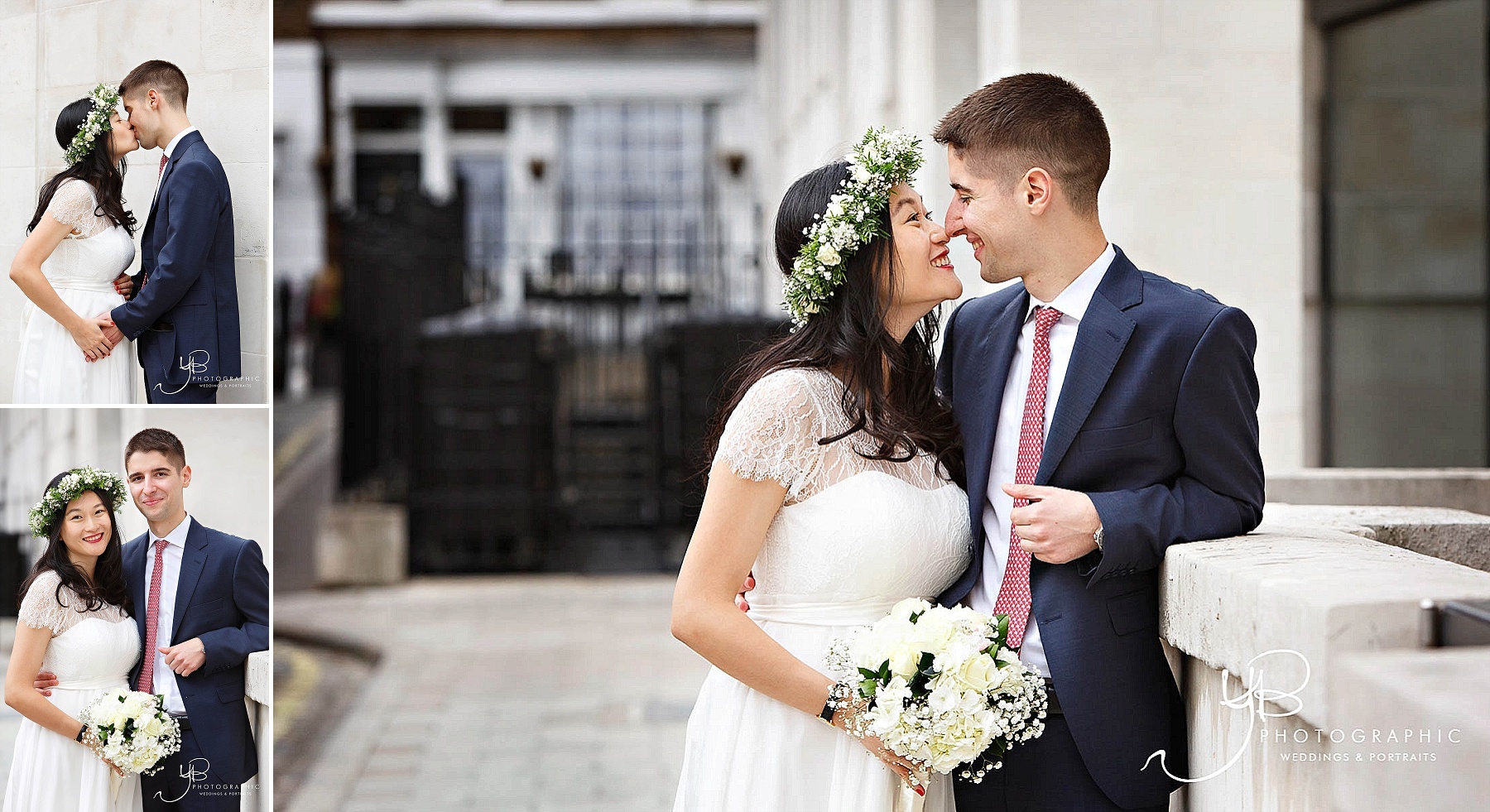 Newlyweds kiss after their intimate Soho Room wedding ceremony in central London. 