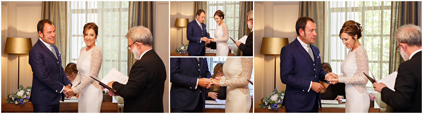 exchanging rings during civil ceremony in the Soho Room